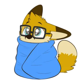 😊 fox, glasses, blanket, cartoon, animal, cute, furry telegram sticker