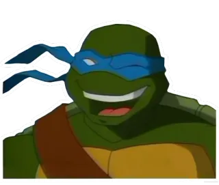 😉 Leonardo Teenage Mutant Ninja Turtles tmnt, turtle, ninja, leonardo, cartoon, smiling telegram sticker