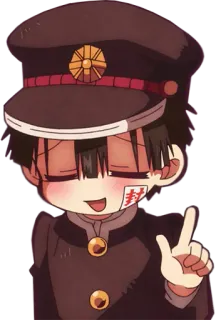 👆 Hanako Toilet-bound Hanako-kun Anime, Fantôme, Uniforme scolaire, Signe de paix, Surnaturel telegram sticker