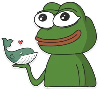 🐸 Pepe the Frog pepe, 青蛙, 鲸鱼, 可爱, 卡通 telegram sticker