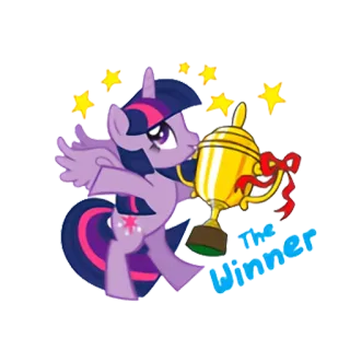 🏆 Twilight Sparkle My Little Pony The Winner kucyk, zwycięzca, trofeum, iskierka, kreskówka, animacja telegram sticker