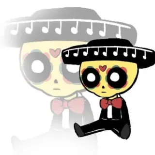 😐 jour des morts, mexicain, crâne, musique, chapeau, mignon, dessin animé telegram sticker