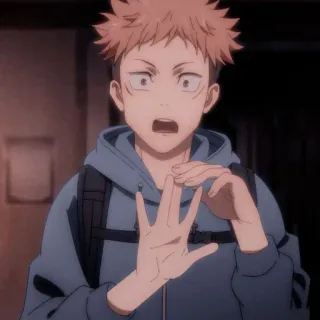 🕸 Yuji Itadori Jujutsu Kaisen anime, jujutsu kaisen, yuji itadori, shocked, character, animation telegram sticker