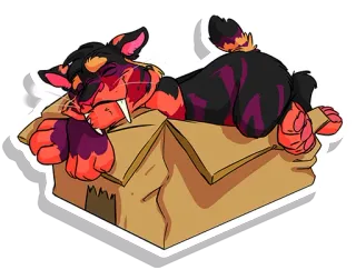 📦 gato, caixa, dormindo, animal, fofo, animal de estimação, doméstico telegram sticker