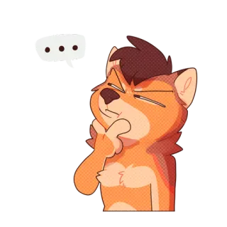 💬 ... thinking, cat, animal, cartoon, dots, question, pondering telegram sticker