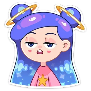😮 girl, cartoon, space, stars, planet telegram sticker