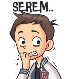 👻 SEREM... anxieux, effrayé, inquiet, nerveux, dessin animé telegram sticker
