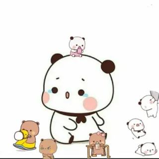😞 Panda, Carino, Kawaii, Bambino, Animale, Cartone animato, Triste telegram sticker