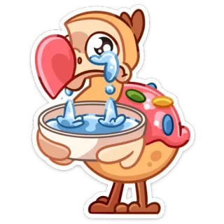 😭 dodo, uccello, piangere, triste, ciambella, cartone animato, emotivo whatsapp sticker
