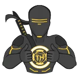 👍 THX Ninja, Naklejka, Kciuk w górę, Postać, Futurystyczny telegram sticker