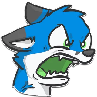 😡 สุนัขจิ้งจอก, โกรธ, การ์ตูน, สัตว์, สีน้ำเงิน, ตัวละคร whatsapp sticker