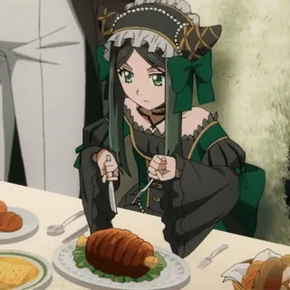 ๐ anime, dinner, character, eating, fancy, meat telegram sticker