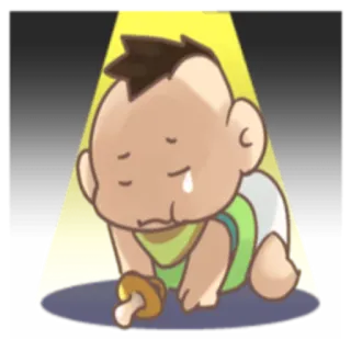 😢 bebé, llorando, triste, dibujos animados, chupete, infante, emociones whatsapp sticker