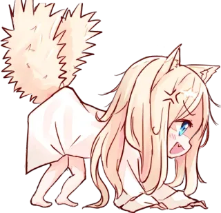 😬 Anime, Kawaii, Mignon, Chibi, Fille, En colère, Furry whatsapp sticker
