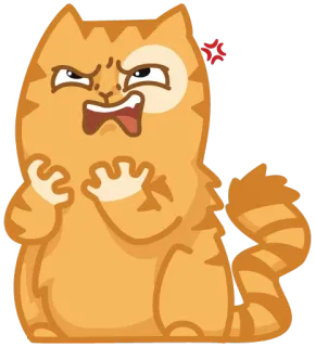 😡 cat, angry, cartoon, orange, annoyed telegram sticker