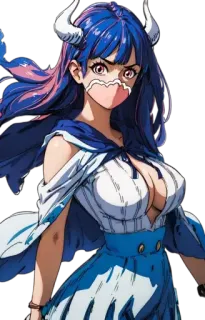 😏 anime, girl, character, horns, blue hair telegram sticker