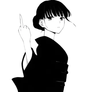🖕 Anime, Dziewczyna, Środkowy palec, Obraźliwe, Gest telegram sticker
