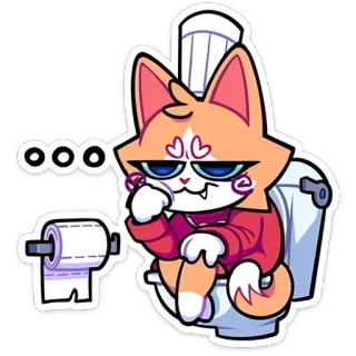 🚽 ooo cat, toilet, cartoon, sticker, animal, illustration, funny telegram sticker