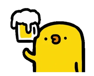 🍺 bière, toast, boisson, fête, mignon, jaune, dessin animé telegram sticker