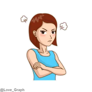 😠 angry, upset, cartoon, woman, arms crossed telegram sticker