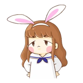 😐 Cartoon, Schattig, Konijnenoren, Meisje, Anime, Sticker telegram sticker