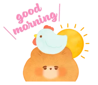 🌰 good morning อรุณสวัสดิ์, ไก่, พระอาทิตย์, หมี whatsapp sticker