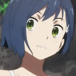 🥢 Ichigo Darling in the Franxx 动漫, 草莓, Darling in the Franxx, 蓝发, 卡通人物 telegram sticker