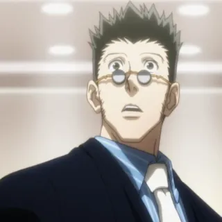 😧 Leorio Hunter x Hunter brille, anime, anzug, ernst, arzt telegram sticker