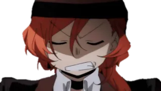 😤 Chuuya Nakahara Bungou Stray Dogs Anime, Bravo, Chapéu, Cabelo ruivo, BSD, Chuuya telegram sticker