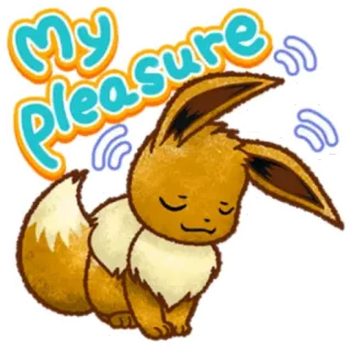 👍 Eevee Pokemon My pleasure eevee, pokemon, lucu, binatang, kartun, terima kasih telegram sticker