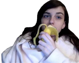 🍌 женщина, банан, ест, фрукты, портрет, человек telegram sticker
