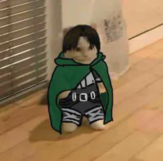 🐱 Levi Ackerman Attack on Titan Levi Ackerman, Attack on Titan, anime, manga, fan art, plushie whatsapp sticker