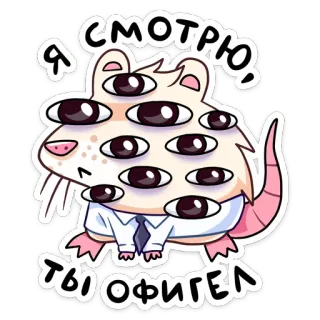 👀 Я смотрю, ты офигел rat, eyes, office, stare, cartoon, animal, funny, meme telegram sticker