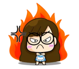 😡 angry, cartoon, fire, mom, character whatsapp sticker