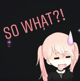 😅 SO WHAT?! anime, chica, exclamación, expresión, pregunta, rosa, dibujos animados, actitud telegram sticker
