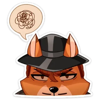 🤔 fox, detective, thinking, hat, cartoon, sticker whatsapp sticker