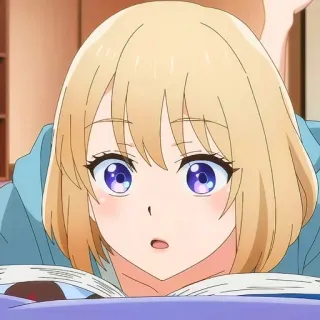 😧 Anime, Dziewczyna, Czytanie, Słodkie, Blond telegram sticker