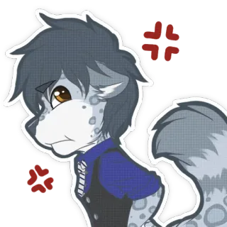 😠 binatang, anthro, furry, karakter, marah, sedih telegram sticker