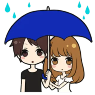 ☔ casal, guarda-chuva, chuva, amor, desenho animado, fofo whatsapp sticker