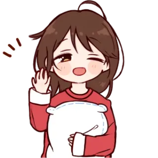 ☀ cute, girl, kawaii, anime, pillow, sleepy, waving telegram sticker