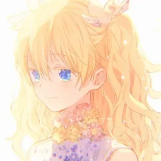 🌨️ Anime, Fille, Blonde, Étincelle, Mignon, Portrait whatsapp sticker