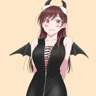 ❤️‍🩹 Anime, Diavolo, Ragazza, Corna, Ali, Cartone animato telegram sticker
