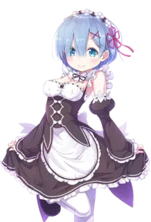 😊 Rem Re:Zero − Starting Life in Another World Anime, Maid, Lindo, Pelo Azul, Waifu, Fanart whatsapp sticker