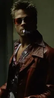🧼 Tyler Durden Fight Club brad pitt, cigarrillo, fumando, violencia, pelea telegram sticker