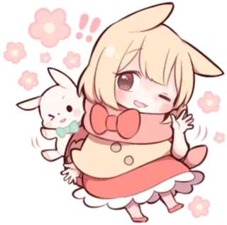 👋 귀여운, 애니메이션, 카와이, 캐릭터, 꽃, 만화 telegram sticker