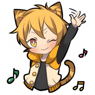 👋 애니메이션, 고양이, 음악, 만화, 귀여운, 캐릭터, 스티커 telegram sticker