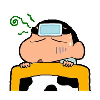 😴 Shin-chan Crayon Shin-chan cartoon, anime, sick, sad, Crayon Shin-chan telegram sticker