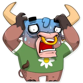 😰 Bulle, Cartoon, Gestresst, Besorgt, Frustriert, Tier, Aufkleber telegram sticker