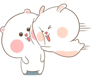 🐽 coelho, urso, fofo, animal, desenho animado, kawaii, amigos, feliz telegram sticker