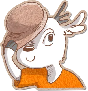 🚁 олень, животное, шляпа, милый, мультфильм telegram sticker